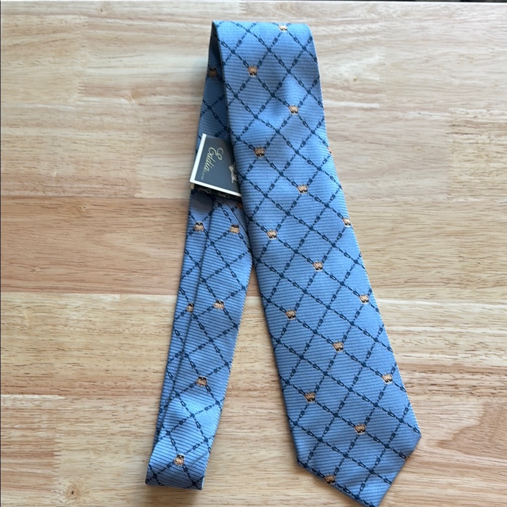 NWT Eddia Beverly Hills Tie Blue w/ Royal Crowns RARE